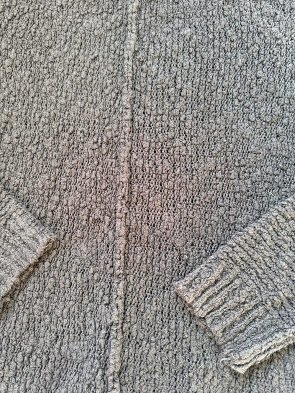 Free People Black Textured Bouclé Knit V-Neck Oversized Slouchy Sweater Top L - Picture 9 of 11